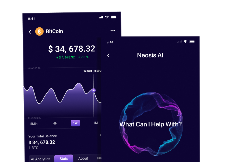 Neosis wallet app screens